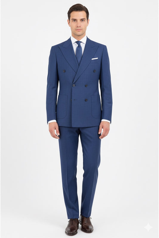 Abito Doppiopetto gessato in tinta tasca a toppa