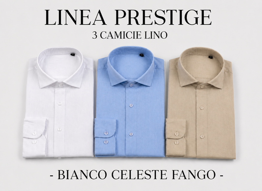 KIT PORTOFINO - 3 Camicie Lino , BIANCO ,CELESTE , FANGO