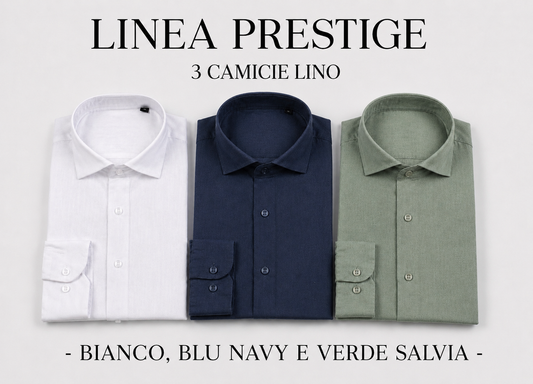KIT CAPRI - 3 Camicie Lino , BIANCO ,BLU NAVY , VERDE SALVIA